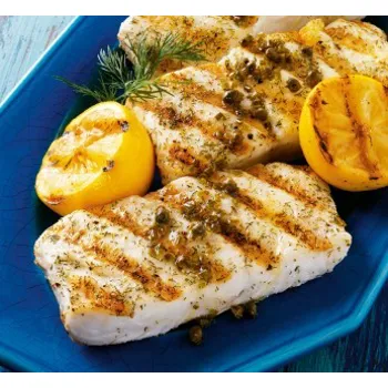 Halibut s grill pečenim limunom i dresingom od kapara