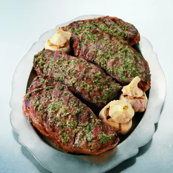 New York odresci s pesto umakom od pečenog češnjaka