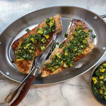 Sabljarka s pečenim limunom i salsom verde