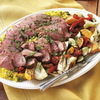 Sjevernoafrička janjetina s kuskusom i povrćem s roštilja