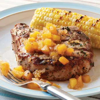 Svinjski kotleti s timijanom i chutnejem od breskve i burbona