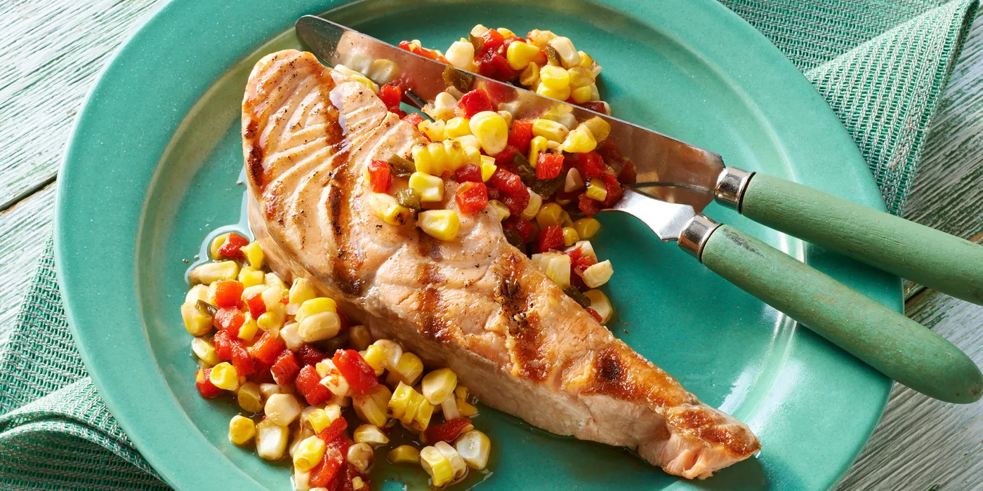 Losos odresci s kukuruznim chowchow prelivom