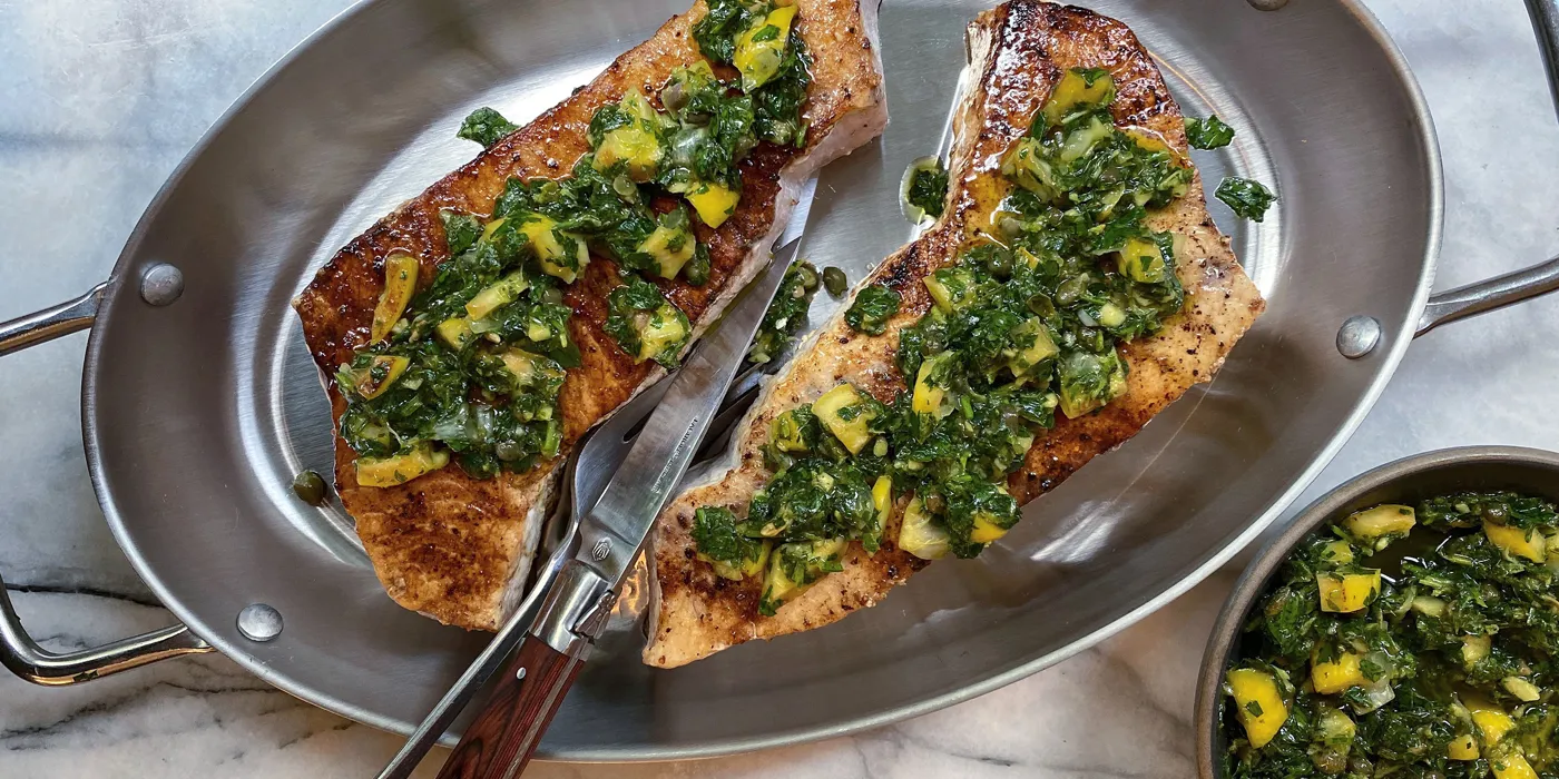 Sabljarka s pečenim limunom i salsom verde