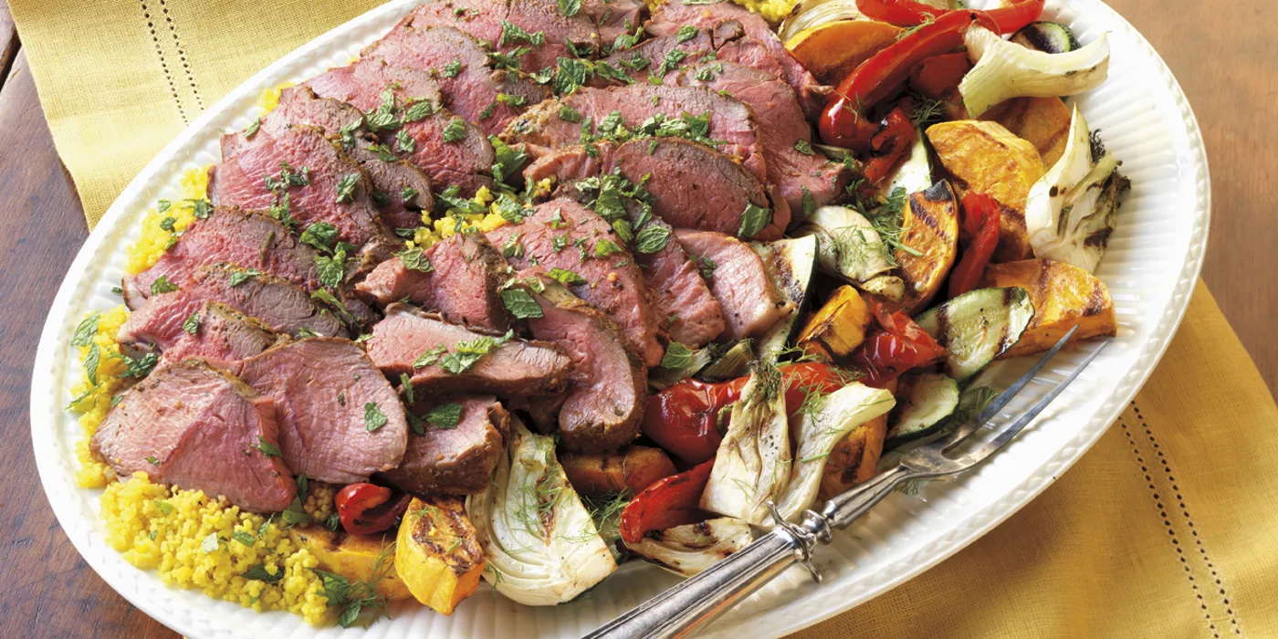 Sjevernoafrička janjetina s kuskusom i povrćem s roštilja